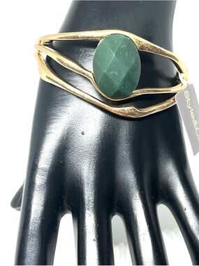 Style & Co. Open  Cuff Bracelet with Emerald Green Stone NWT